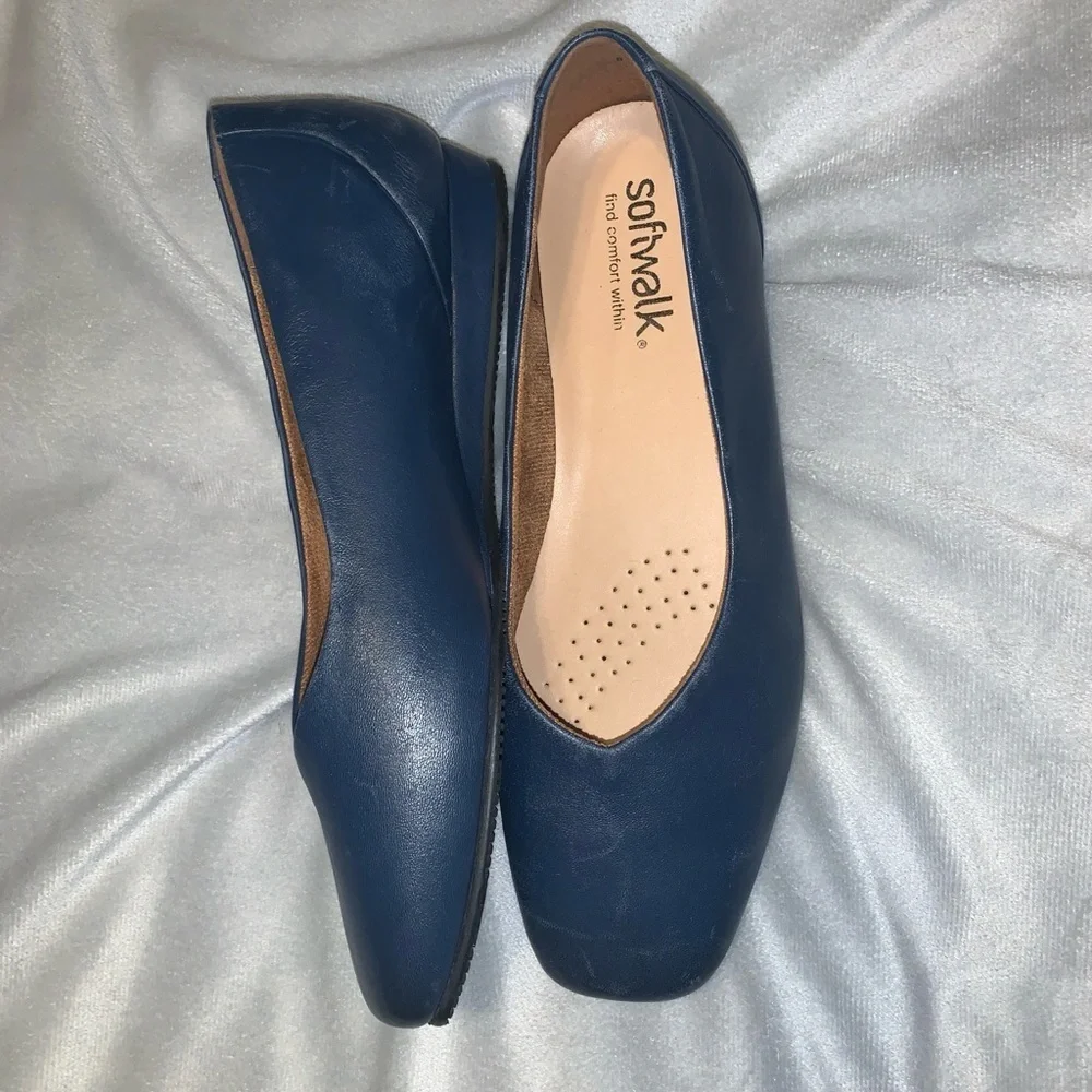 SoftWalk Vellore Women's Navy ballet Flats wide 8.5 W